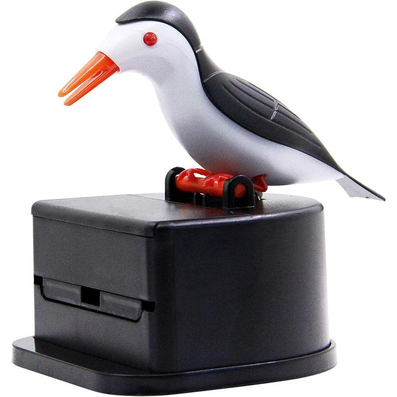 Little bird toothpick dispenser, creative push-type toothpick bird dispenser, toothpick holder. (black) Boxes Organiser