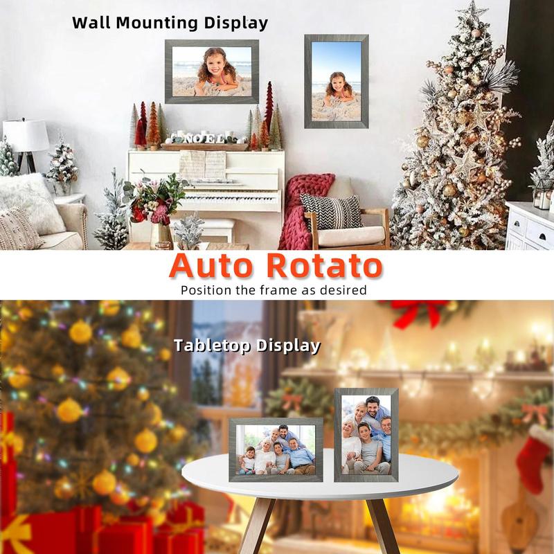 [Christmas Gift] 10.1-inch WiFi Digital Photo Frame, HD IPS Touch Screen, Auto Rotate, Photo Sharing via Frameo - Home & Office Wall Decoration