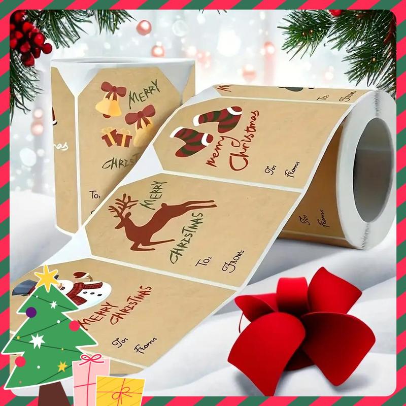 250pcs roll Christmas Decoration Sticker, Envelope Sealing Sticker, Label Sticker For Baking, Packaging, Gift Wrapping, Home Decor