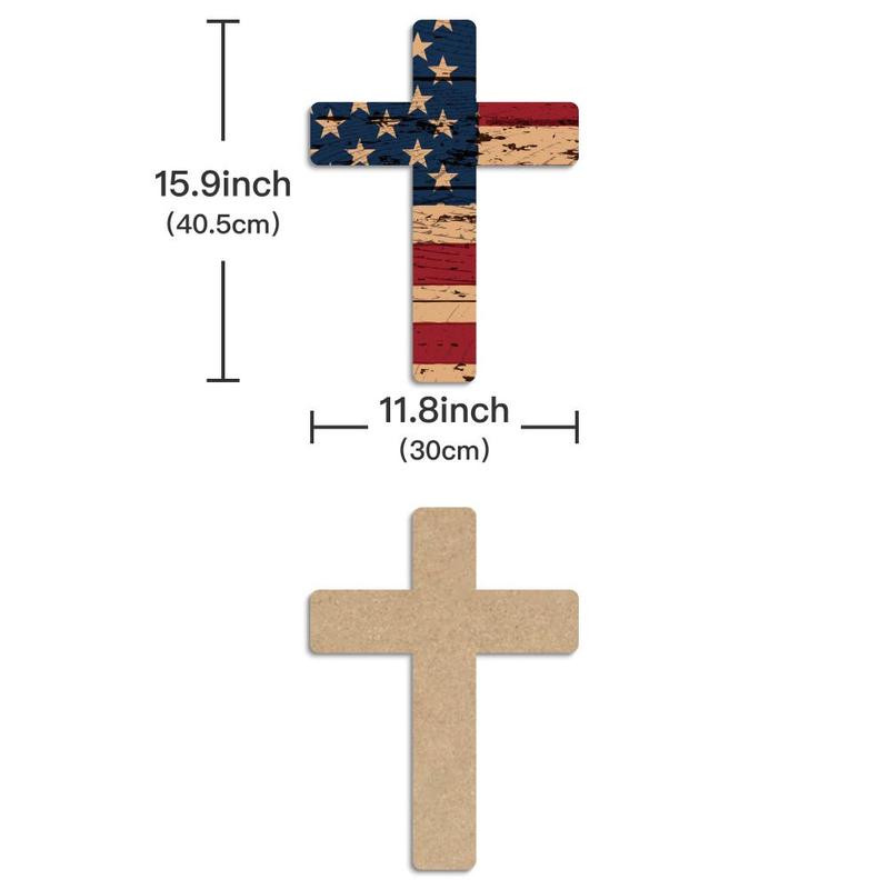 Wooden American Flag Jesus Cross, 1 Count Creative Wall Mounted Cross, Wall Art Decor for Home Church Farmhouse, Home Decor, Room Decor