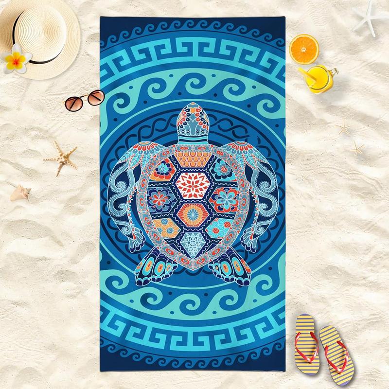 Sea Turtle Print Beach Towel, 1 Count Lightweight Soft Bath Towel, Travel Towel for Men & Women, Beach Towel, Swimming Towel, Yoga Studio Towel