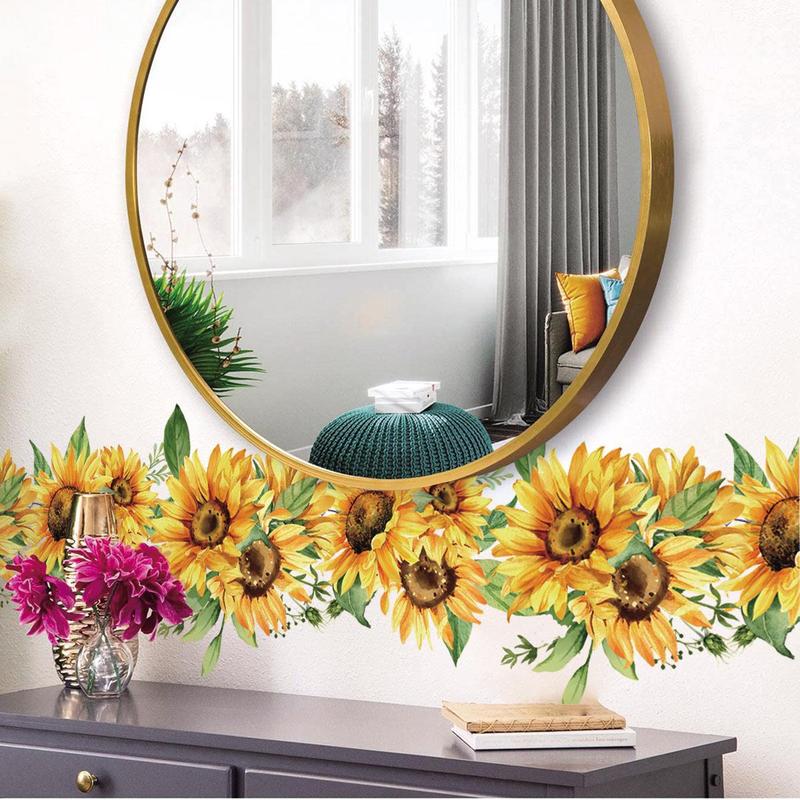 Sunflower Pattern Wall Sticker, 2 Counts set Peel & Stick Wall Decal, Wall Decor for Home Living Room Bedroom, Home Decor Supplies