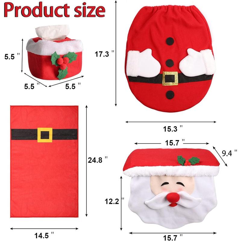 Christmas Decorations Indoor Home Decor,4Pcs Xmas Santa Toilet Seat Cover and Towel,Christmas Decorations Clearance,Christmas Decorations for Home Box Set