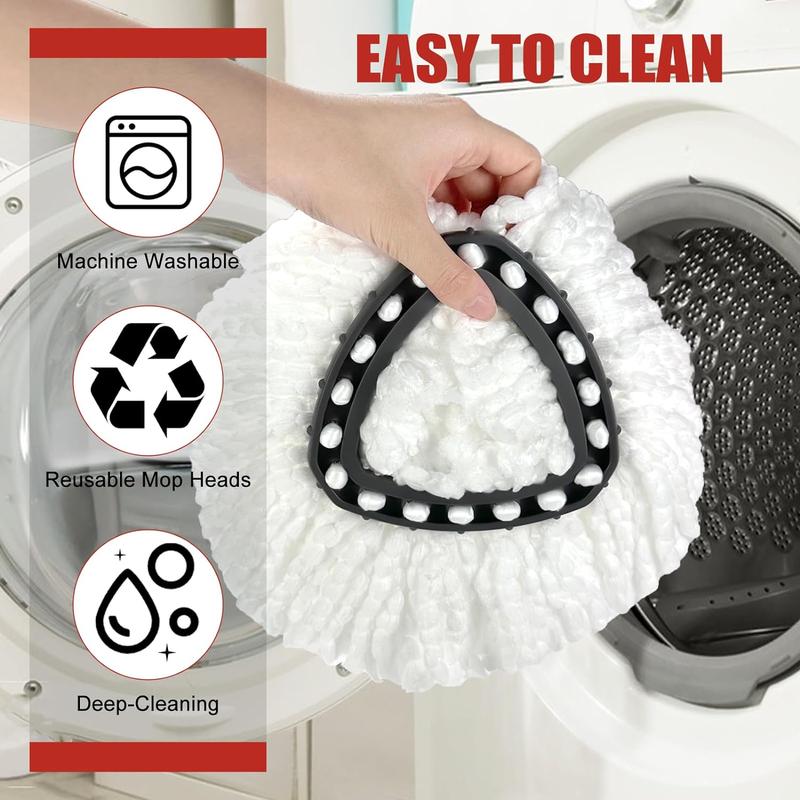 Mop Head Replacement, 3 Pack Spin Mop Refill Replace Head Compatible for Ocedar Easywring 1-Tank System, Great Cleaning Power, Microfiber, Helper for Housework, Machine Washable and Easy-to-Replace