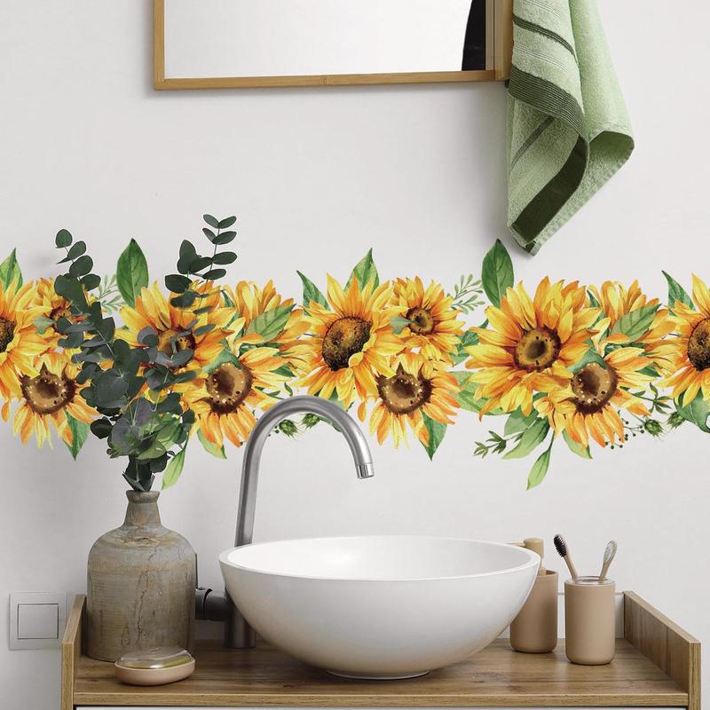 Sunflower Pattern Wall Sticker, 2 Counts set Peel & Stick Wall Decal, Wall Decor for Home Living Room Bedroom, Home Decor Supplies