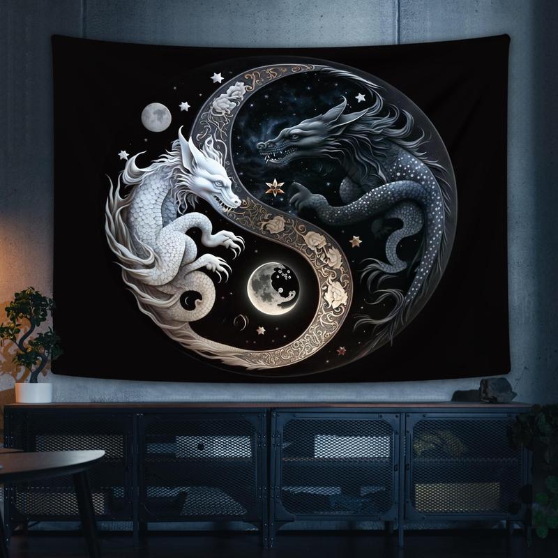 Yin and Yang Symbol Dragon Pattern Tapestry, Wall Hanging Decor for Home Living Room Bedroom, Summer Decor 2024 Cool Bedroom Accessories, Room Decor, Bedroom Decor Accessories