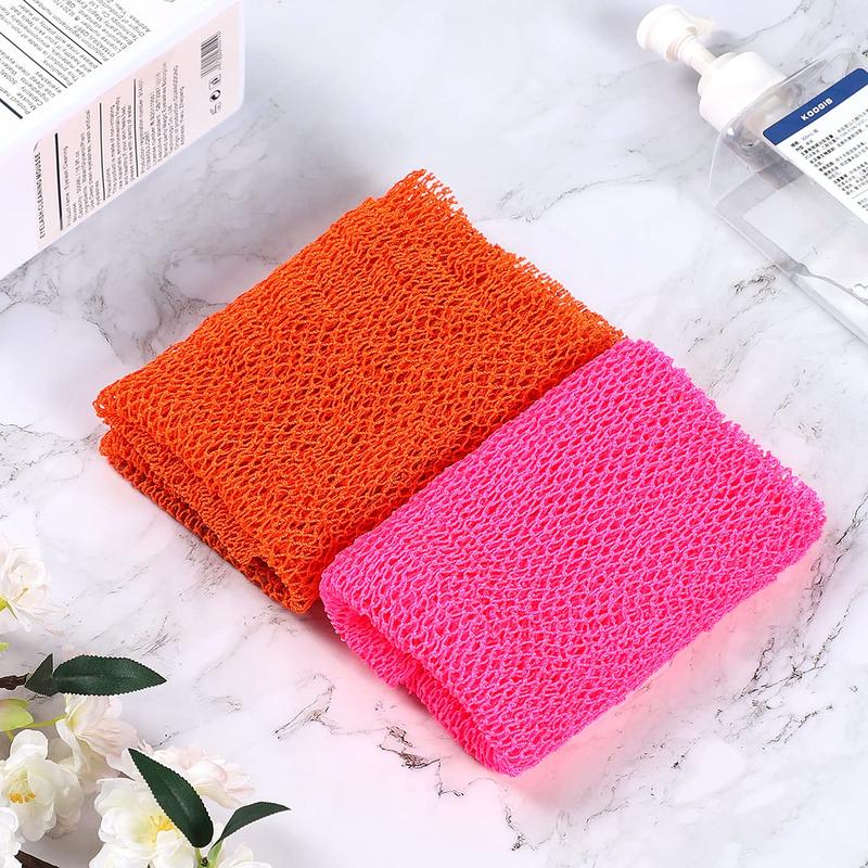 Pink African Net Long Bath Net Sponge, Exfoliating Shower Body Scrubber,  Back Scrubbing Cloth for Home Dormitory Salon Hotel, Bathroom Accessorie