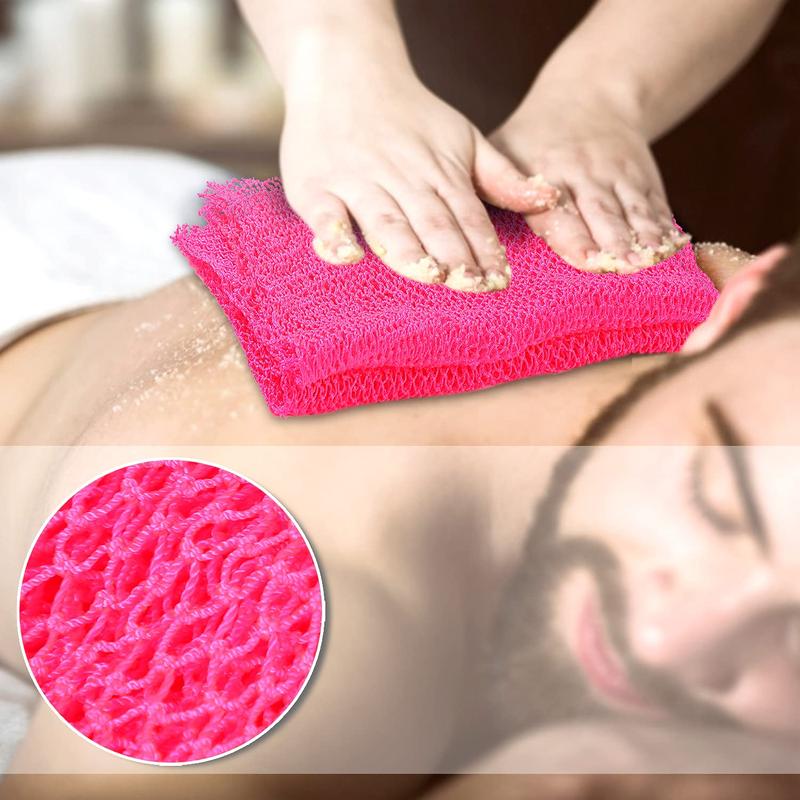 Pink African Net Long Bath Net Sponge, Exfoliating Shower Body Scrubber,  Back Scrubbing Cloth for Home Dormitory Salon Hotel, Bathroom Accessorie