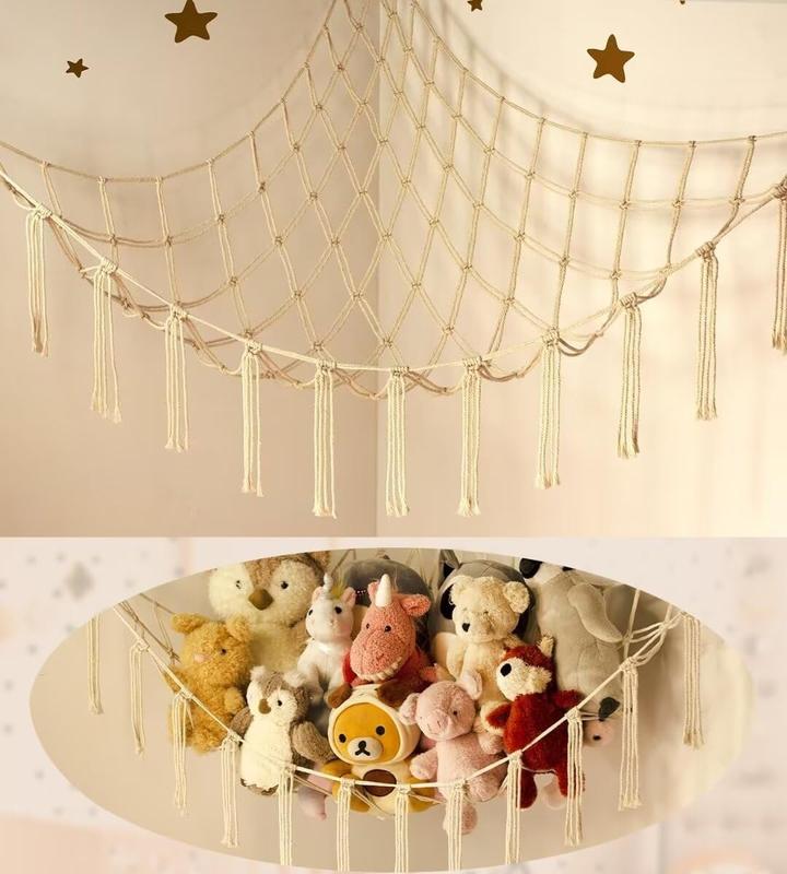 Stuffed Animal Storage Hammock or Net Corner - Large Toy Hammock Net for Stuffed Animals Room Decor - Cute Stuff Animal Organizer Holder for Plush