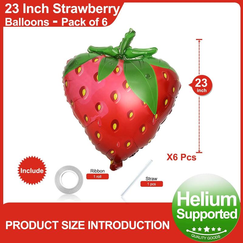 6 Pack Gaint Strawberry Balloons 23 Inch Cute Strawberry Balloons for Cute Berry Birthday Party First Birthday Party Decorations