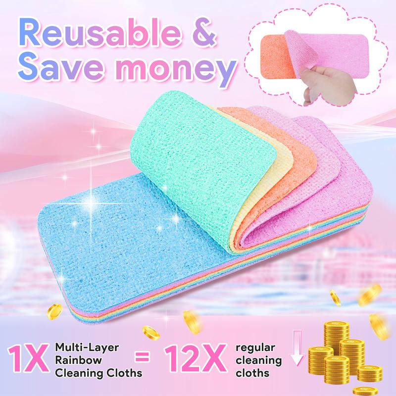 KEEPOW Rainbow Sponge Reusable Multifunctional 12-Layer  Comfortable Water Molecule Rainbow Cleaning Cloth