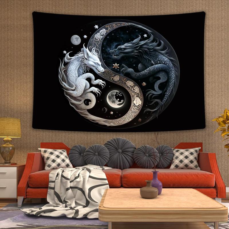 Yin and Yang Symbol Dragon Pattern Tapestry, Wall Hanging Decor for Home Living Room Bedroom, Summer Decor 2024 Cool Bedroom Accessories, Room Decor, Bedroom Decor Accessories