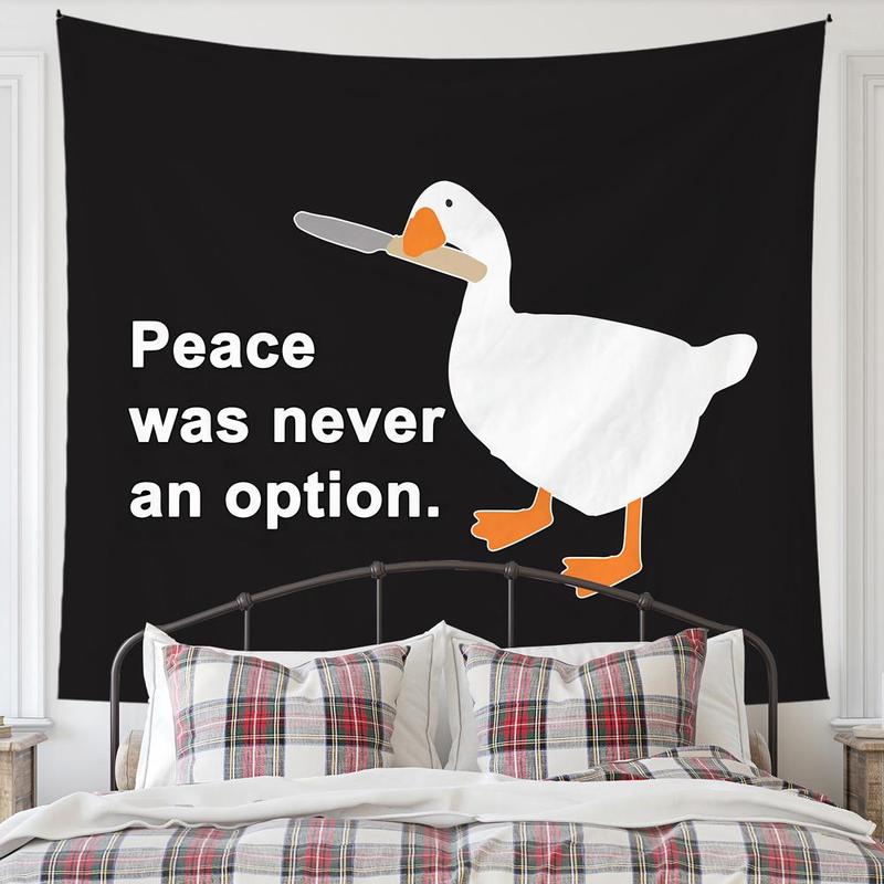 Cartoon Goose & Letter Print Tapestry, 1 Count Creative Animals Pattern Hanging Cloth for Home Decor, Multi-purpose Background Cloth, Wall Decor, Back to School