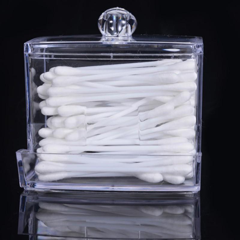 Q-tip Holder, 1 Count Clear Q-tip Dispenser, Q-tip Storage Box, Bathroom Apothecary Jar With Lid