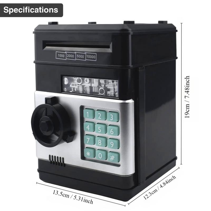 Money Bank, Electronic Savings Machine, Piggy Bank, Password Safe, Coin Saving Box, Money Deposit Box, Gift Ideas for Boys & Girls (Battery Required, Battery Not Included)