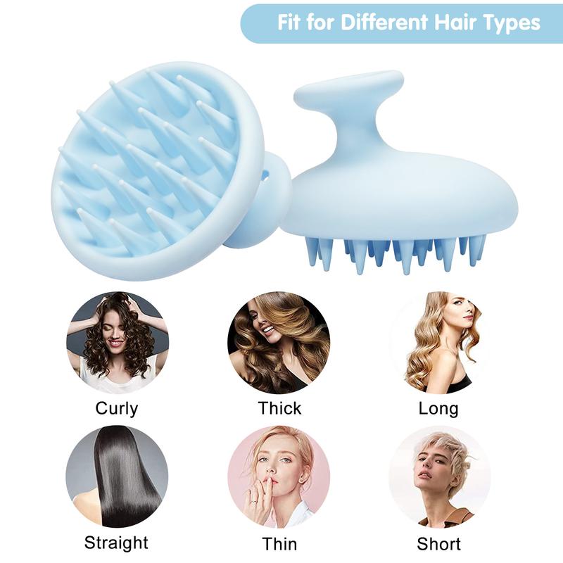 Silicone Scalp Massager Shampoo Brush - Head Scrubber with Soft Bristles for Hair Growth, Deep Clean Dandruff Removal - Shower Hair Brush Wet & Dry Use, Blue Accessories Silicone Shower