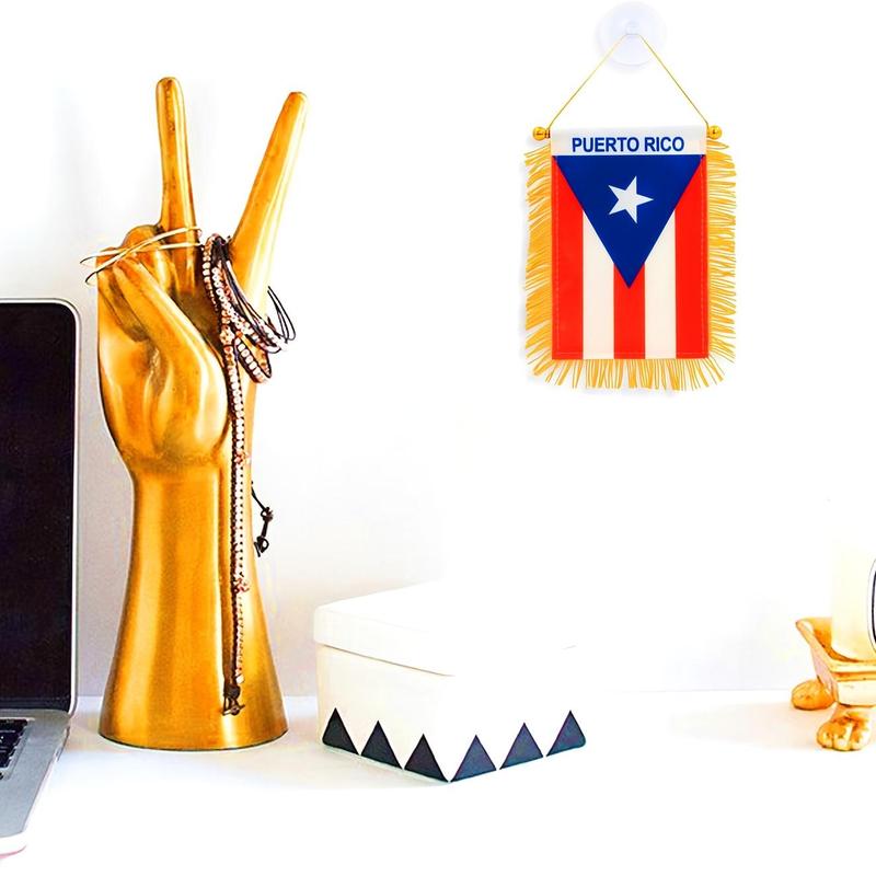 Puerto Rico Window Hanging Flag, Mini Flag Banner with Suction Cup, Hanging Flag for Home Car, Party Favor Supplies, Party Decoration Supplies