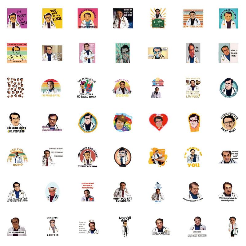 Cartoon Doctor Letter Pattern Sticker (50pcs), Waterproof Self Adhesive Decor Paper, Decor Sticker for Water Bottle, Drinkware Accessories