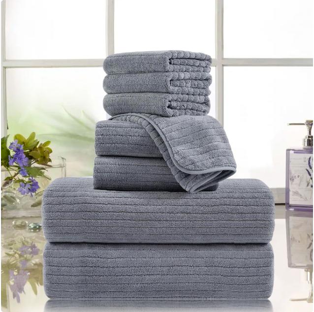 Microfiber Bath Sheet Set - 8 Piece Ultra Soft Plush Oversized Towel Set for Adults - Bathroom Towel Set Box Hand