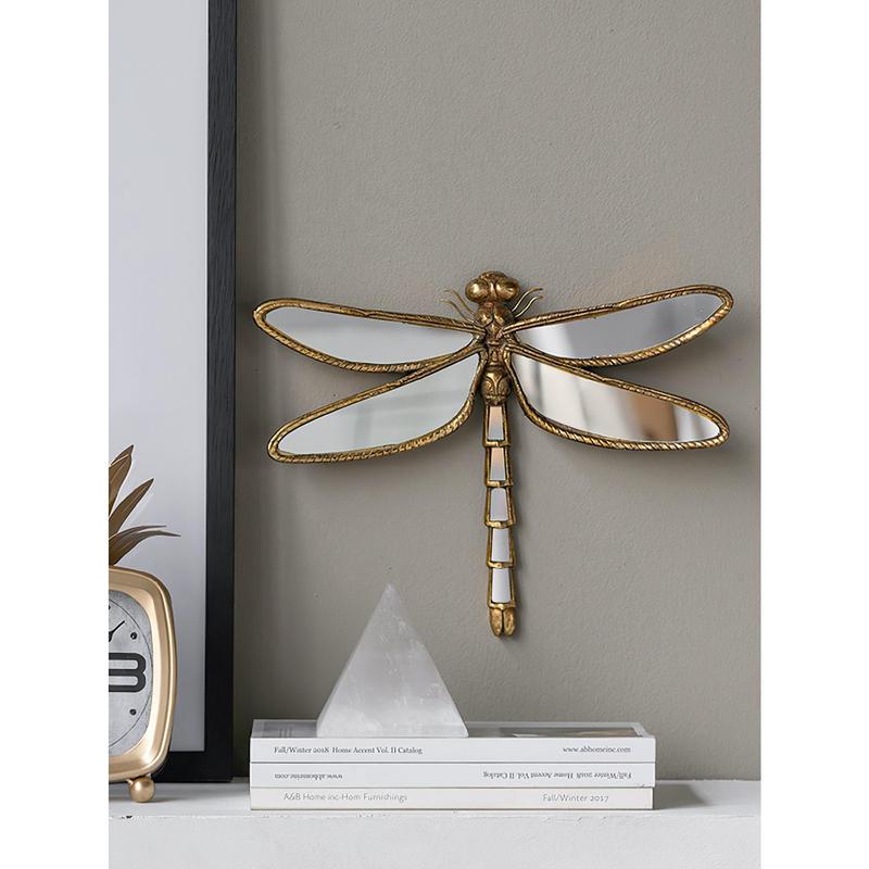 1pc Large 3D Dragonfly Resin Mirror Wall Decoration – Retro Hanging Decor for Living Room or Bedroom, Perfect Housewarming Gift