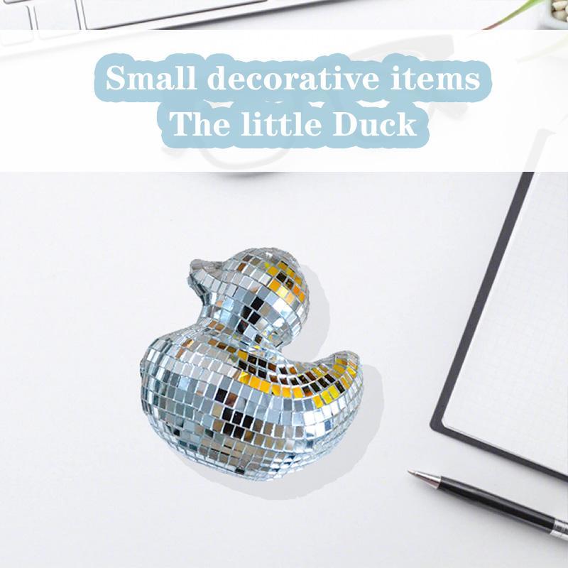 Disco Mirror Duck Design Ornament, 1 Count Home Decor Statue, Desktop Decoration for Hallway Shelves Room Restaurants Cafes Bars