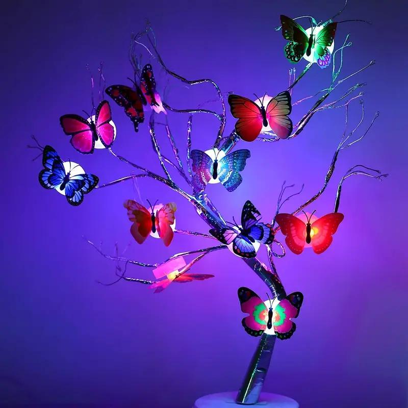 Christmas Random Color 3D Butterfly Shaped Night Light for Room Decor, 24pcs set Luminous Wall Sticker Room Decor, Pride Month Decorative Decal for Party Festival, Bedroom Decor, Summer Essentials