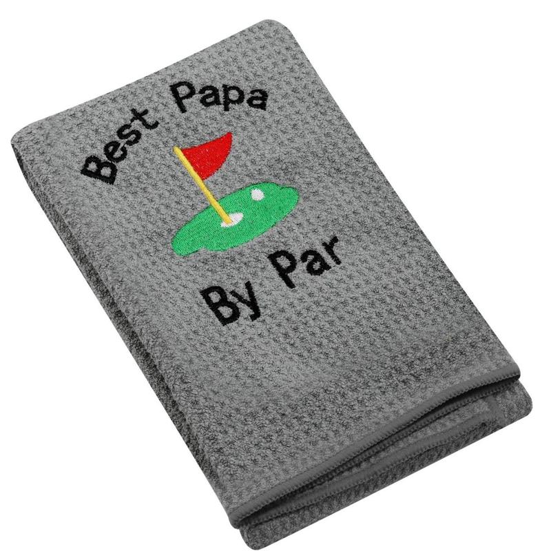 Funny Golf Towel, Microfiber Embroidered Golf Towel with Clip, Best Dad By Par Embroidery Golf Towel, Birthday Retirement Gifts for Father Men Golf Fan Golfer