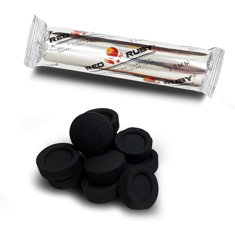 Charcoal Tablets for Incense –  Charcoal Disks – 33 mm Coal Rolls – Pack of 10 Coal Briquettes – Slow Burn - Instant Lighting Aroma Accessory