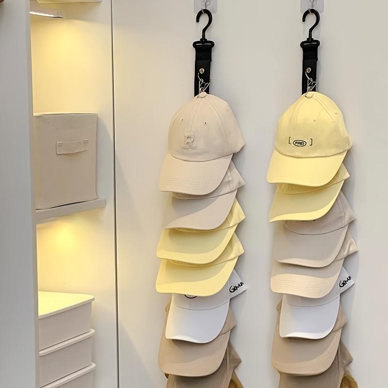 Baseball Cap Storage Rack, 2 Counts Hat Storage Hanger with 8 Clips, Hat Organizer for Home Bedroom Wardrobe, Home Organizer