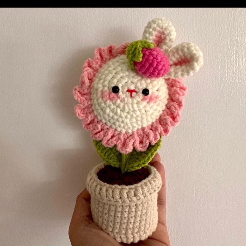 Crochet Flowers Pot Handmade | Decorative