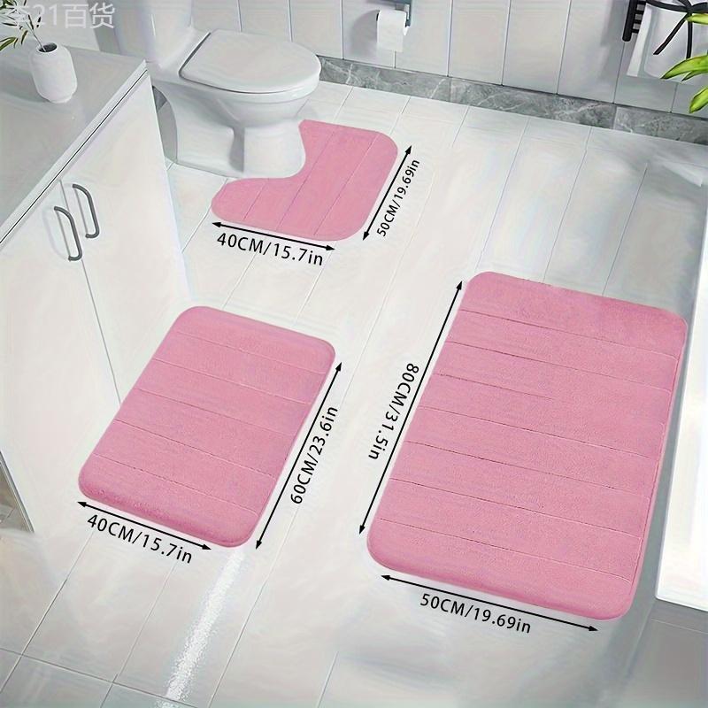 3pcs Extended Memory Foam Bathmat Set, Non-Slip, U-Shape Design, Cozy Bathroom Decor Rug Rectangle