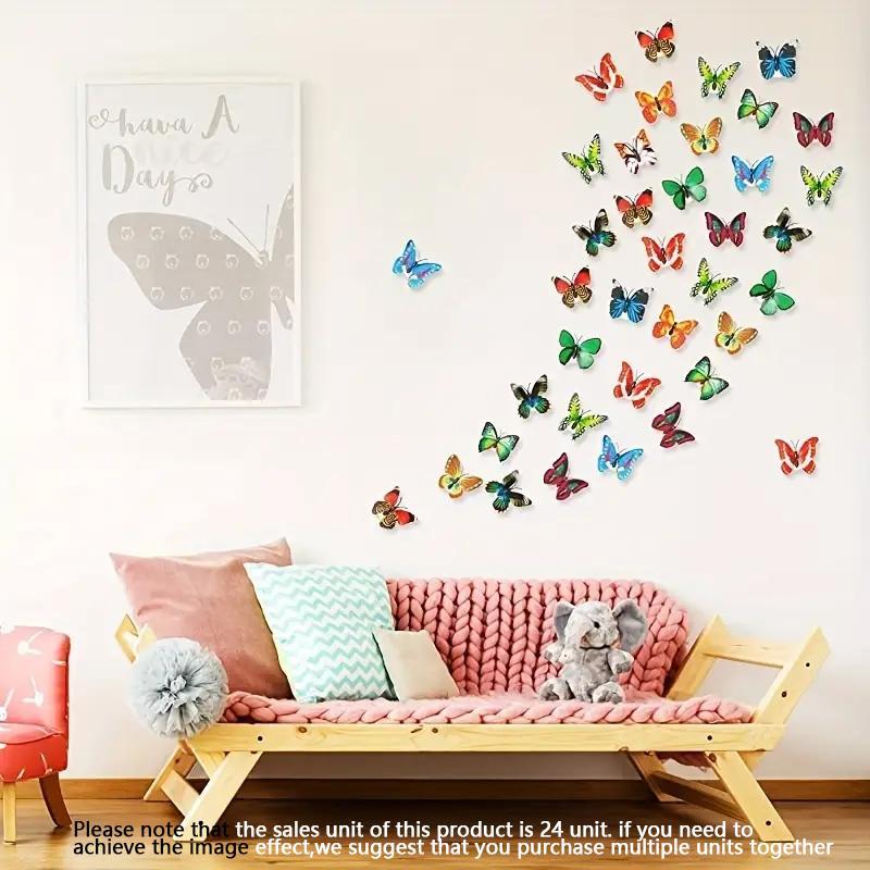 Christmas Random Color 3D Butterfly Shaped Night Light for Room Decor, 24pcs set Luminous Wall Sticker Room Decor, Pride Month Decorative Decal for Party Festival, Bedroom Decor, Summer Essentials