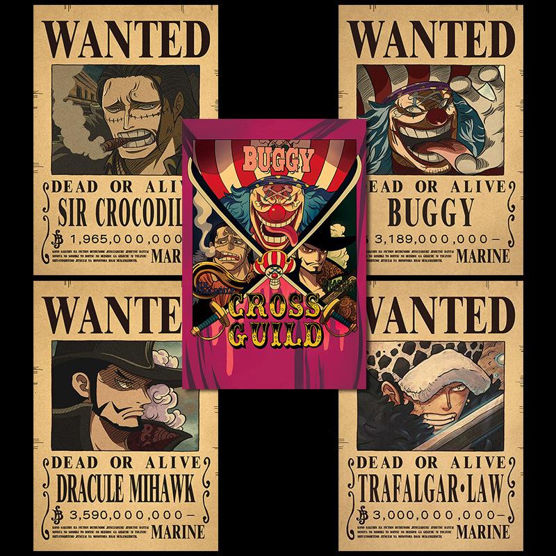 Anime OP Wanted Poster New World Luffy Poster Straw Hat Pirates Wanted Posters Set