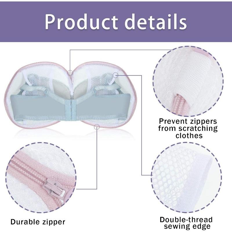 6 Pieces Bra Washing Bag for Laundry Mesh Wash Bag Laundry Bags Lingerie Bag Underwear Brassiere Washing Bags with Zipper for Women Laundry Storage (Pink)