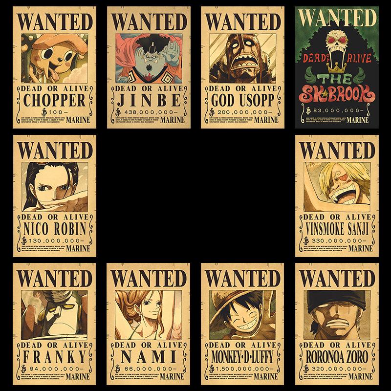 Anime OP Wanted Poster New World Luffy Poster Straw Hat Pirates Wanted Posters Set