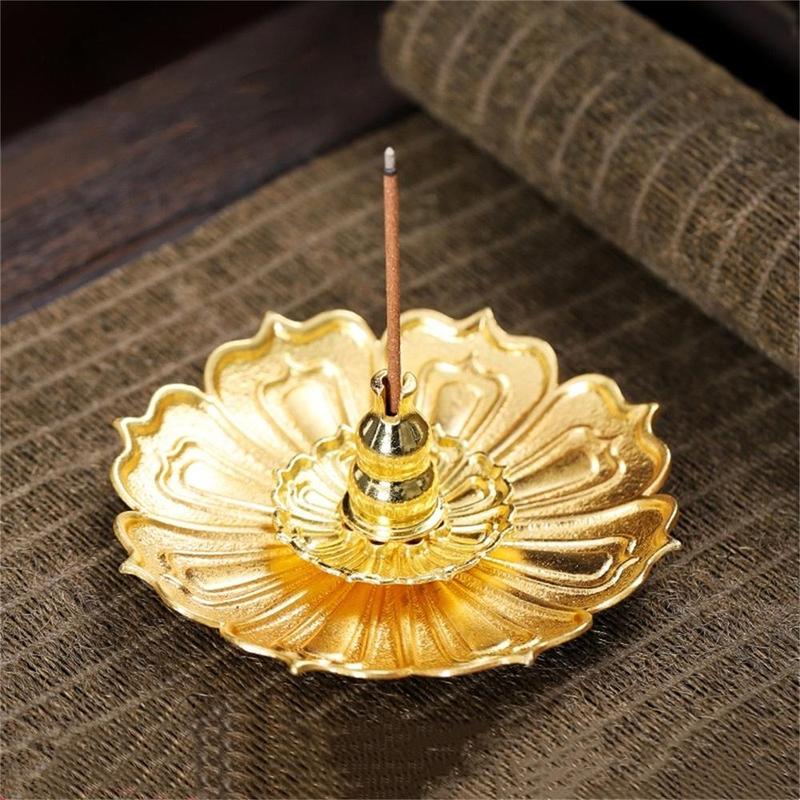 Lotus Design Incense Burner, 1 Count Vintage Flower Shaped Alloy Incense Holder, Desktop Decoration without Incense for Home Bedroom, Home Accessories, Spring Decorations for Home