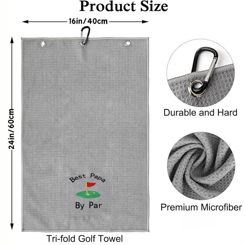 Funny Golf Towel, Microfiber Embroidered Golf Towel with Clip, Best Dad By Par Embroidery Golf Towel, Birthday Retirement Gifts for Father Men Golf Fan Golfer