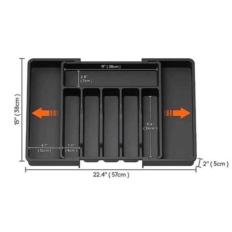 Expandable Kitchen Utensil Drawer Organizer, Cutlery Organizer with 8 Compartments Large Cutlery Organizer Tray for Forks & Knives, Glasses, Chopsticks, BPA Free Durable PP Material, Must Have for Home & Kitchen, Restaurant Silverware Place Holder Boxes