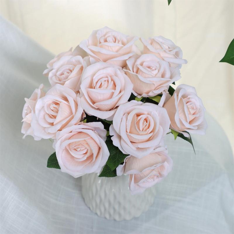 Artificial Rose Bouquet without Vase, 12pcs Faux Flower Bouquet, Decorative Flowers for Home Wedding Party Decor