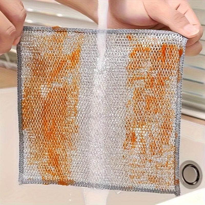 New UpgradeTriple-Layer Non Scratch Wire Dishcloth,Wire Dishwashing Rag,Kitchen Cleaning DishRags,Powerful Multipurpose Wire Miracle Cleaning Cloths For Cookware,Sinks, Dishes,Stove Top