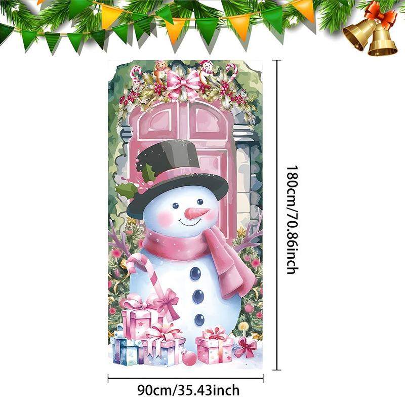 Snowman Pattern Door Banner, 1 Count Christmas Themed Door Hanging Banner with 4 Grommets, Festive & Party Supplies for Home Living Room Bedroom