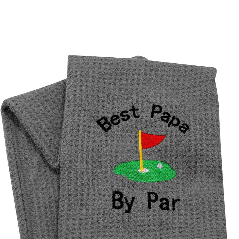 Funny Golf Towel, Microfiber Embroidered Golf Towel with Clip, Best Dad By Par Embroidery Golf Towel, Birthday Retirement Gifts for Father Men Golf Fan Golfer