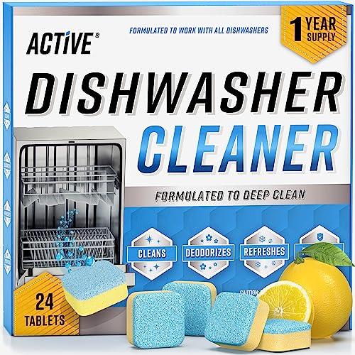 Dishwasher Cleaner And Deodorizer Tablets - 24 Pack Deep Cleaning Descaler Pods Formulated To Clean Dish Washer Machine, Heavy Duty And Septic Safe, Natural Remover For Limescale, Hard Water, Calcium, Odor, Smell - 12 Month Supply