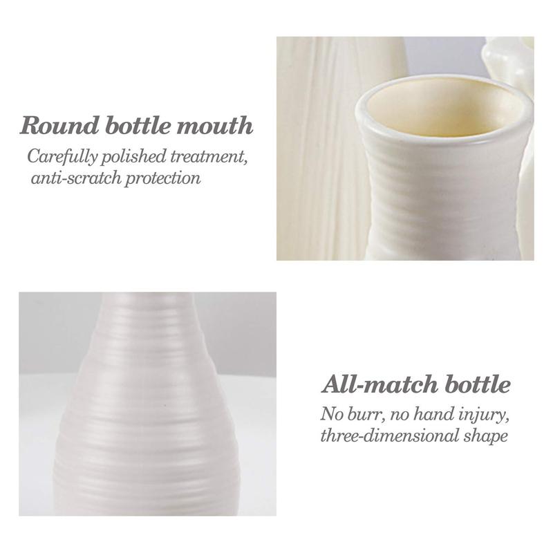 Unbreakable Vase for Flowers, Ceramic Look Plastic Vase for Home Decor, Living Room, Table (Seashell White)