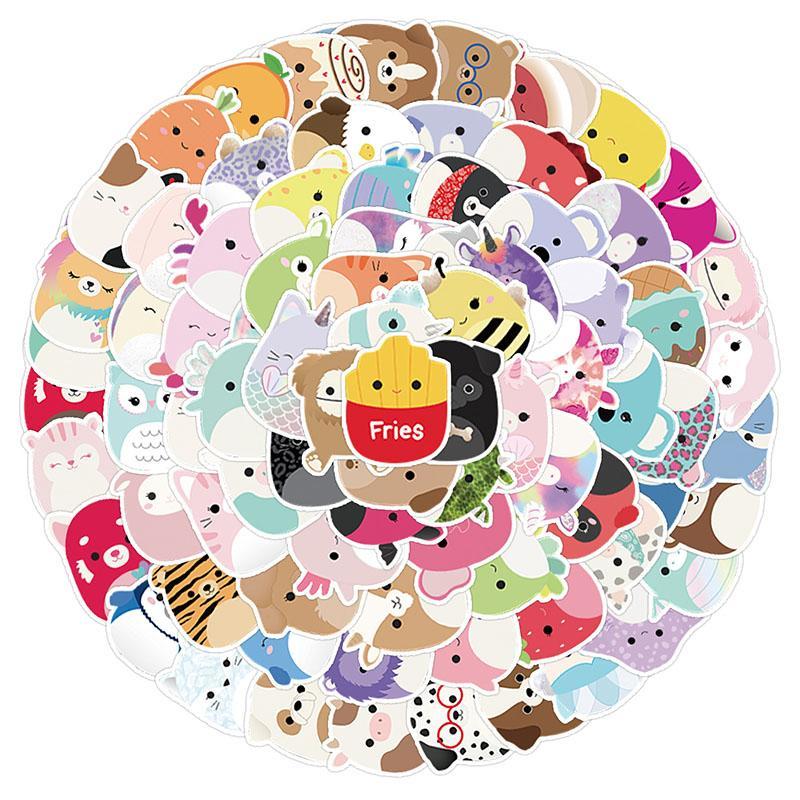 100 Sheets Set Cartoon Animal Series DIY Sticker, Mixed Pattern Decorative Graffiti Sticker For Wall Water Bottle Skateboard Helmet Car Bike