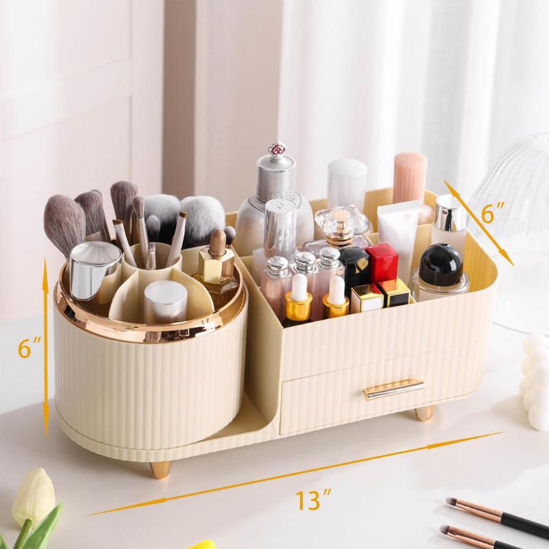 revolving jewelry cabinet Rotating Makeup-Organizer-Countertop for Vanity Skincare Organizer and Storage Cosmetics Display Cases Organizer Lotions Makeup Perfume Organizer with Brush Holder,Cream