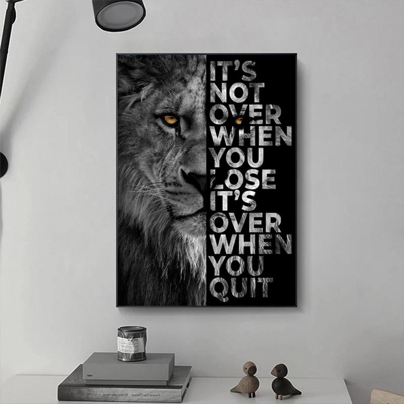 Lion & Letter Pattern Wall Art without Frame, 1 Count Motivational Slogan Modern Canvas Wall Art Poster, Wall Art Decor for Home Living Room Bedroom Office School