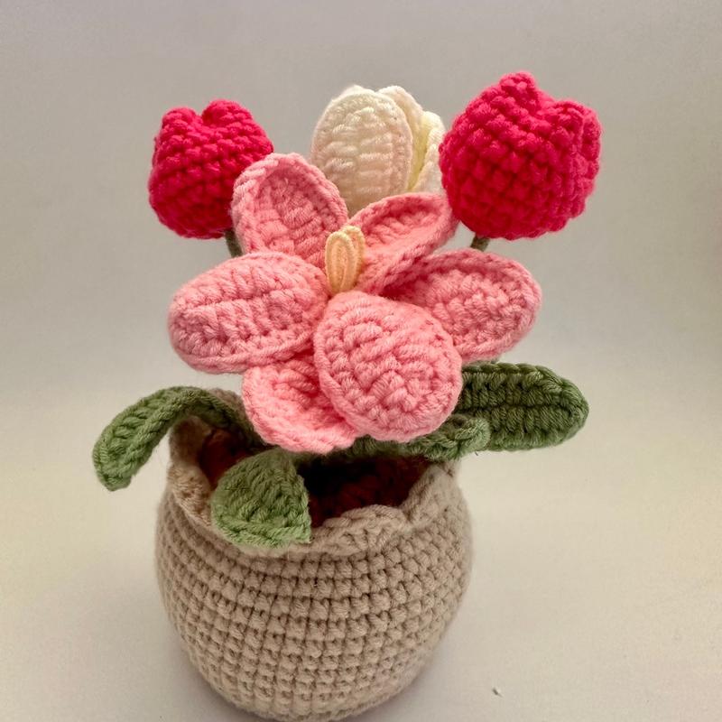 Crochet Flowers Pot Handmade | Decorative