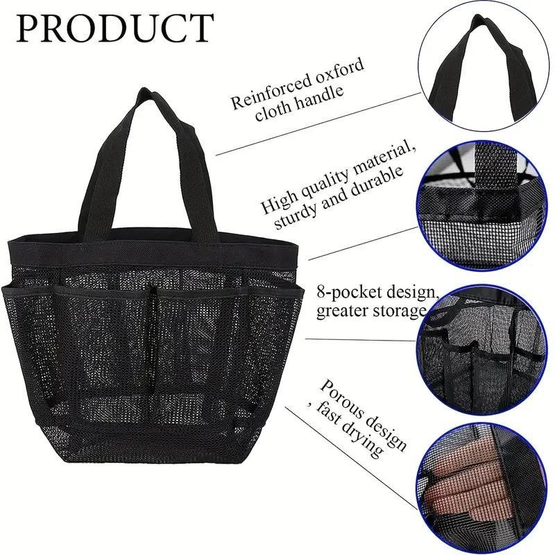 Mesh Shower Bag, 1 Count Portable Large Capacity Shower Storage Bag, Shower Bag for Beach Swimming Gym, Home Organizer