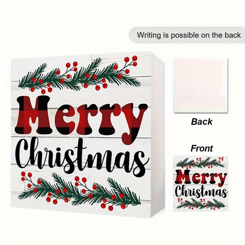 Merry Christmas Letter Pattern Desktop Ornament, Square Foam PVC Desktop Ornament, Desk Table Party Decoration Supplies, Ideal Gifts for Family and Friends